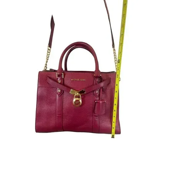 MICHAEL KORS NOUVEAU LARGE SATCHEL BAG PADLOCK KEY CROSSBODY BERRY VERSATILE - Picture 7 of 16